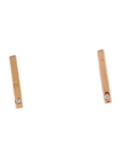 Pre-owned Earrings 14k Diamond Bar Stud  In Multi