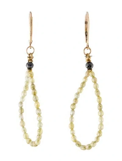 Pre-owned Earrings 14k Diamond Bead Drop  In Multi