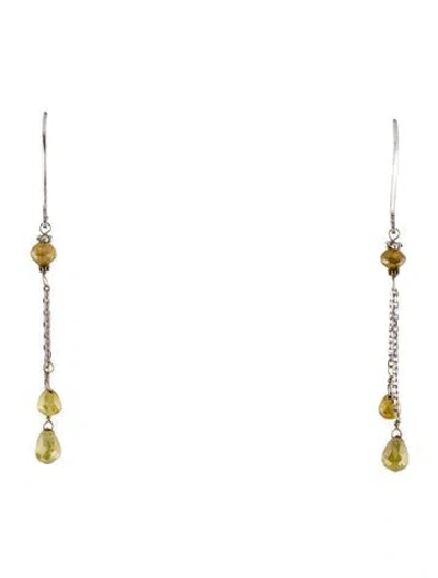 Pre-owned Earrings 14k Diamond Bead Drop  In Multi