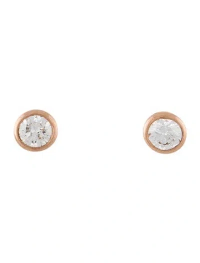 Pre-owned Earrings 14k Diamond Bezel Stud  In Multi