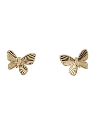 Pre-owned Earrings 14k Diamond Butterfly Stud  In Multi