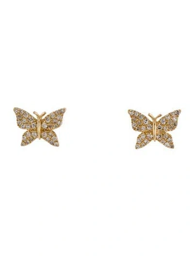 Pre-owned Earrings 14k Diamond Butterfly Stud  In Multi