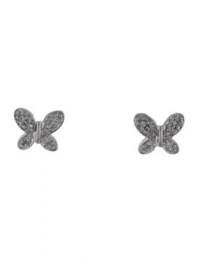 Pre-owned Earrings 14k Diamond Butterfly Studs In Multi