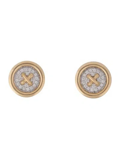 Pre-owned Earrings 14k Diamond Button Studs In Multi