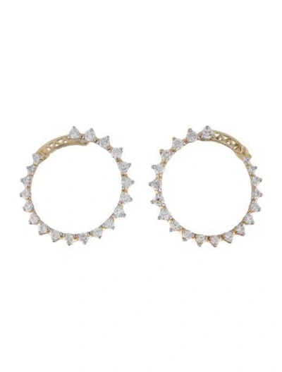 Pre-owned Earrings 14k Diamond Bypass Hoop  In Multi