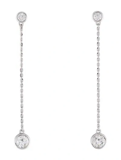 Pre-owned Earrings 14k Diamond Chain Drop  In Multi