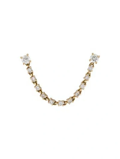 Pre-owned Earrings 14k Diamond Chain Ear Climber In Multi