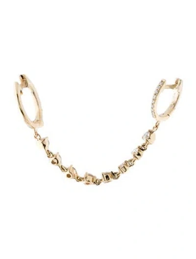 Pre-owned Earrings 14k Diamond Chain Hoop Single Earring In Multi