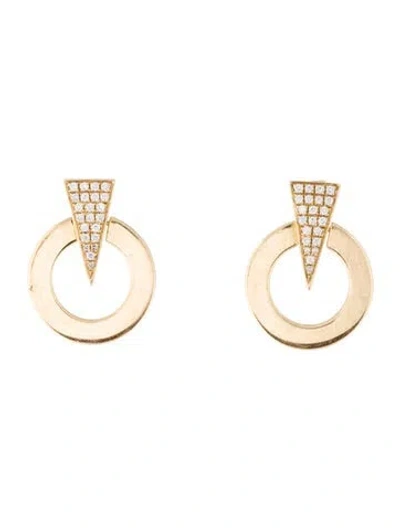Pre-owned Earrings 14k Diamond Circle Drop  In Multi