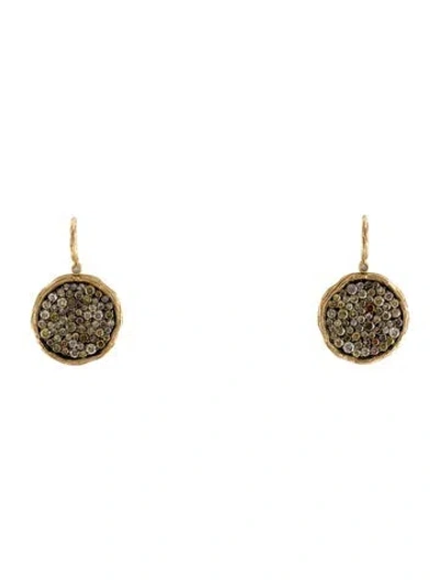 Pre-owned Earrings 14k Diamond Circle Drop  In Multi