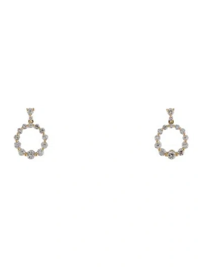Pre-owned Earrings 14k Diamond Circle Drop  In Multi