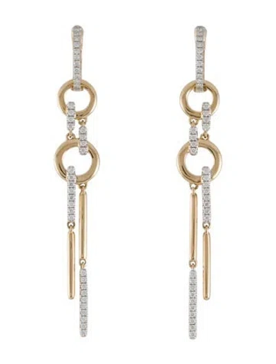 Pre-owned Earrings 14k Diamond Circle Drop  In Multi