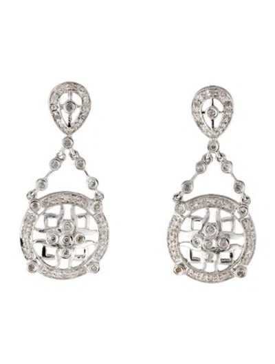 Pre-owned Earrings 14k Diamond Circle Drop  In Multi
