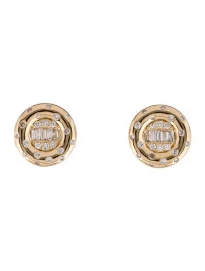 Pre-owned Earrings 14k Diamond Circle Stud  In Multi