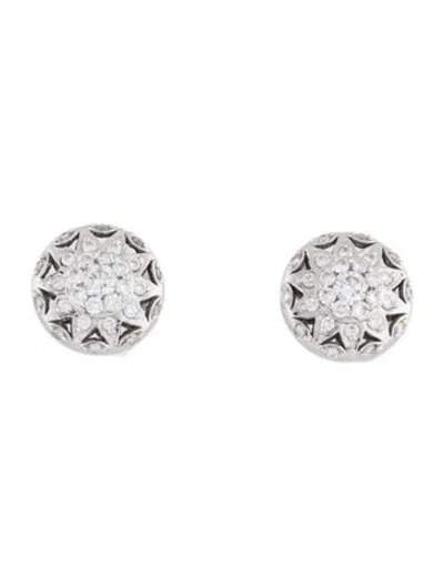 Pre-owned Earrings 14k Diamond Cluster Disc Stud  In Multi