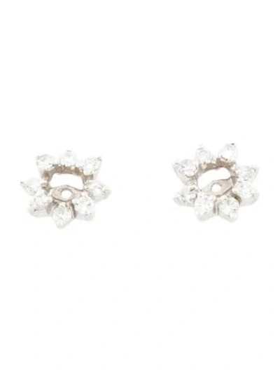 Pre-owned Earrings 14k Diamond Cluster Ear Jackets In Multi
