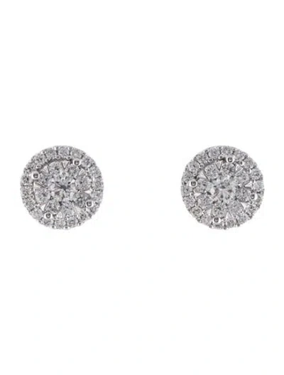 Pre-owned Earrings 14k Diamond Cluster Stud  In Multi