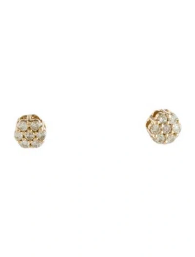 Pre-owned Earrings 14k Diamond Cluster Stud  In Multi
