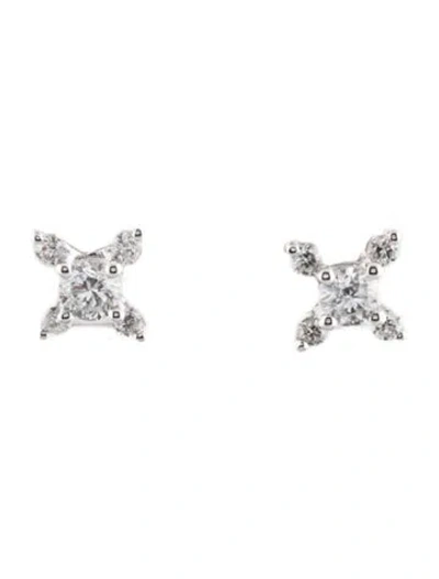 Pre-owned Earrings 14k Diamond Cluster Stud  In Multi