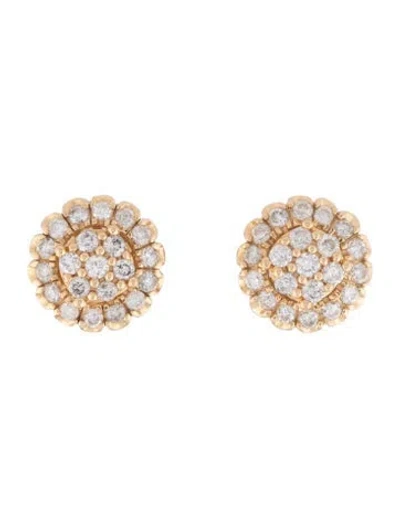 Pre-owned Earrings 14k Diamond Cluster Stud  In Multi