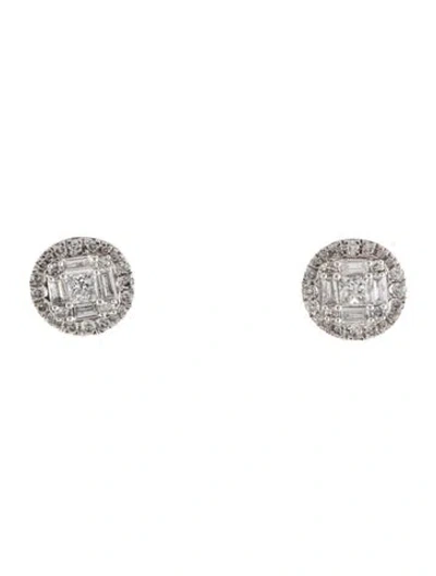 Pre-owned Earrings 14k Diamond Cluster Stud  In Multi