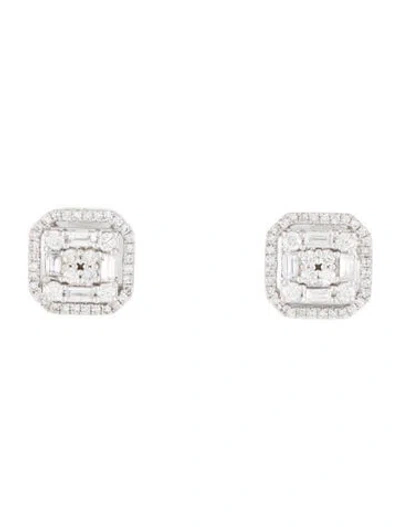 Pre-owned Earrings 14k Diamond Cluster Stud  In Multi