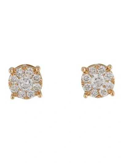 Pre-owned Earrings 14k Diamond Cluster Stud  In Multi