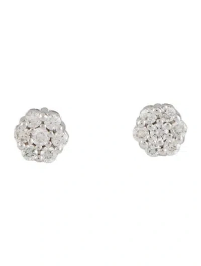 Pre-owned Earrings 14k Diamond Cluster Stud  In Multi