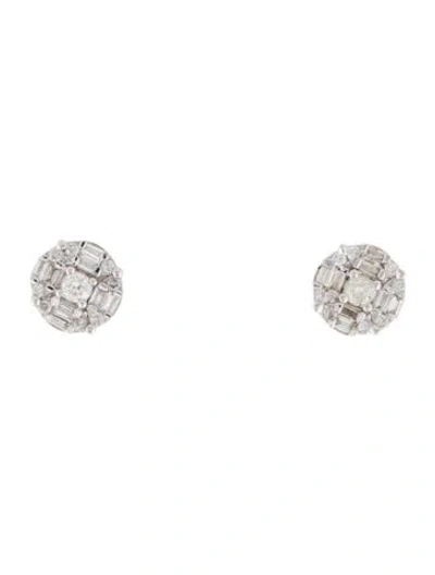 Pre-owned Earrings 14k Diamond Cluster Stud  In Multi