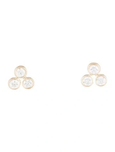 Pre-owned Earrings 14k Diamond Cluster Stud  In Multi