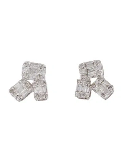 Pre-owned Earrings 14k Diamond Cluster Stud  In Multi