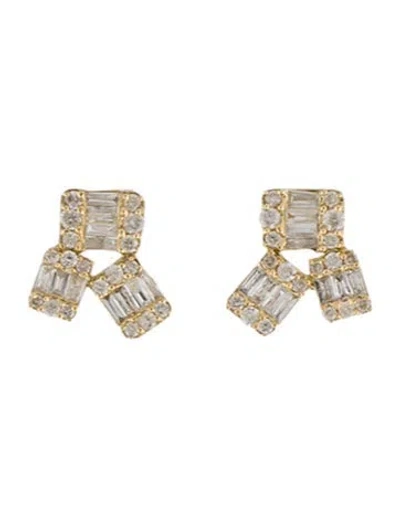 Pre-owned Earrings 14k Diamond Cluster Stud  In Multi