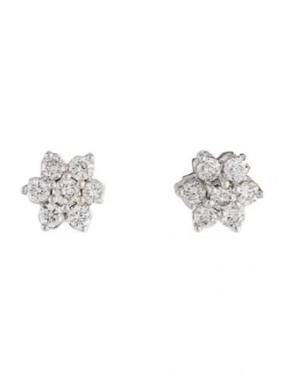 Pre-owned Earrings 14k Diamond Cluster Stud  In Multi