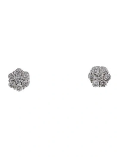 Pre-owned Earrings 14k Diamond Cluster Stud  In Multi