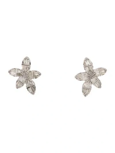 Pre-owned Earrings 14k Diamond Cluster Stud  In Multi