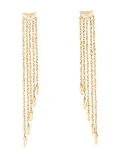 Pre-owned Earrings 14k Diamond Crescent Tassel  In Multi