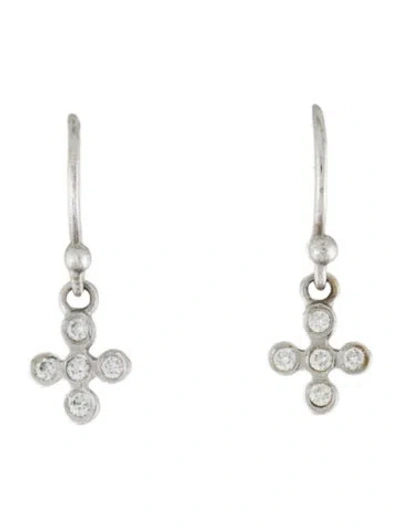 Pre-owned Earrings 14k Diamond Cross Drop  In Multi