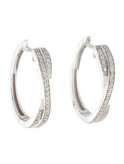 Pre-owned Earrings 14k Diamond Crossover Hoop  In Multi