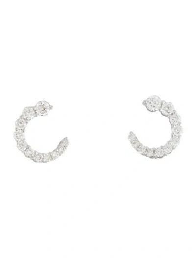 Pre-owned Earrings 14k Diamond Curved  In Multi