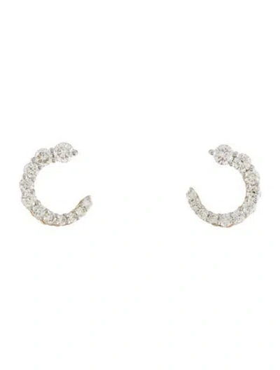 Pre-owned Earrings 14k Diamond Curved Stud  W/ Tags In Multi
