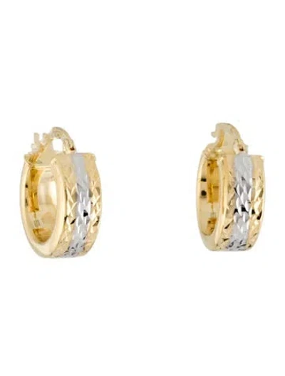Pre-owned Earrings 14k Diamond Cut Huggie  In Multi