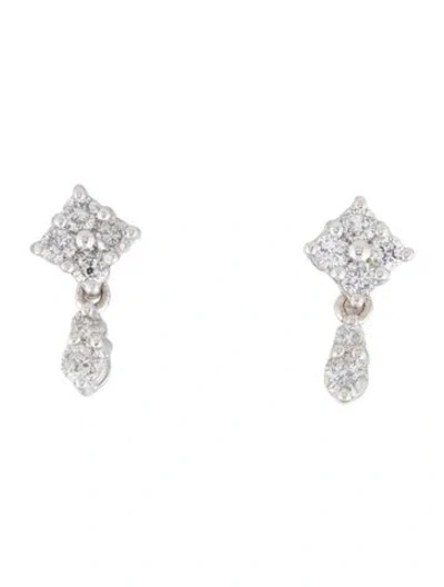 Pre-owned Earrings 14k Diamond Dangle Stud  In Multi
