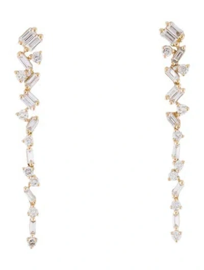 Pre-owned Earrings 14k Diamond Delicate Drop  In Multi