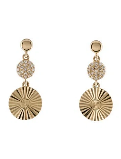 Pre-owned Earrings 14k Diamond Disc Drop  In Multi