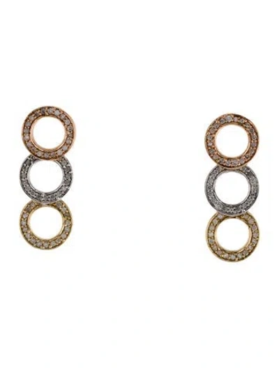 Pre-owned Earrings 14k Diamond Disc Drop  In Multi