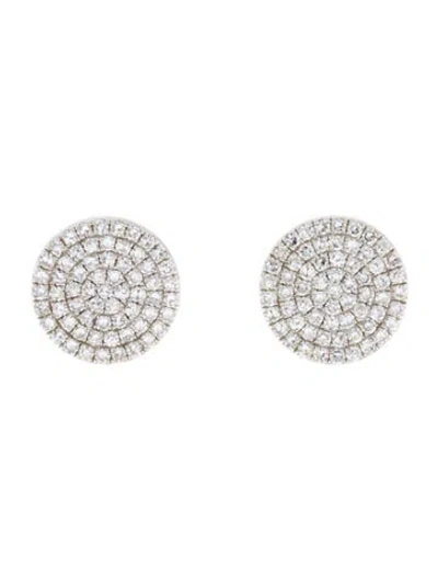 Pre-owned Earrings 14k Diamond Disc Stud  In Multi
