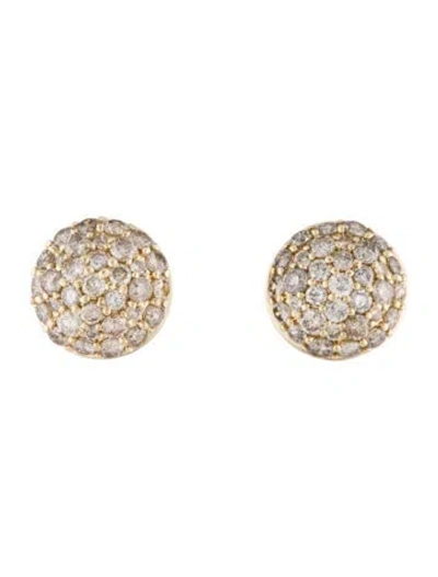 Pre-owned Earrings 14k Diamond Dome Stud  In Multi