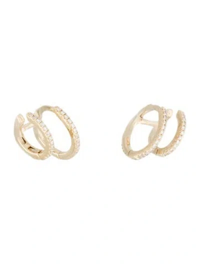 Pre-owned Earrings 14k Diamond Double Huggie  In Multi