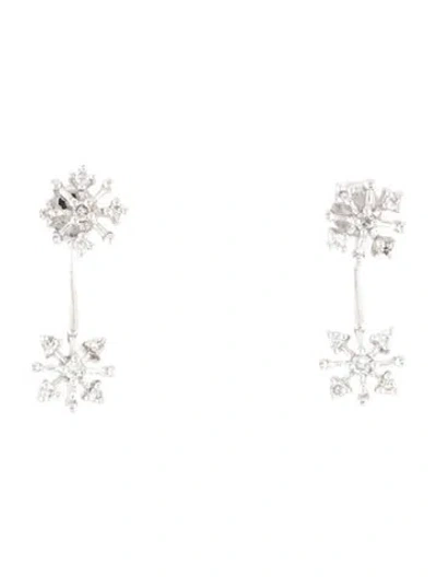 Pre-owned Earrings 14k Diamond Double Snowflake Stud  In Multi
