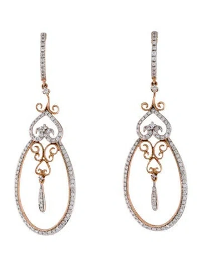 Pre-owned Earrings 14k Diamond Drop  In Multi